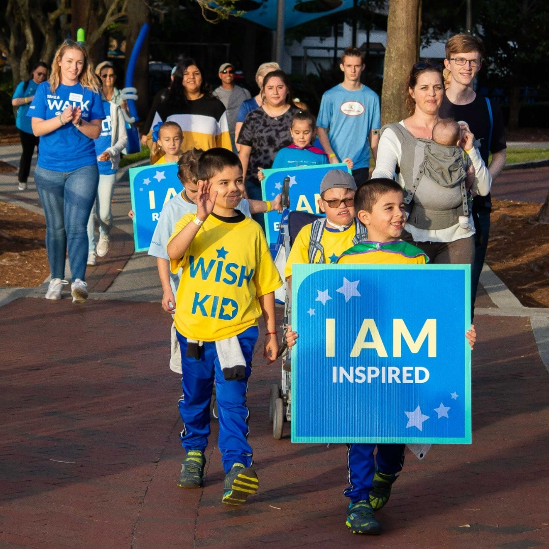 A group of Wish Kids and supporters taking part in the Walk For Wishes event to benefit Make-A-Wish Central and Northern Florida