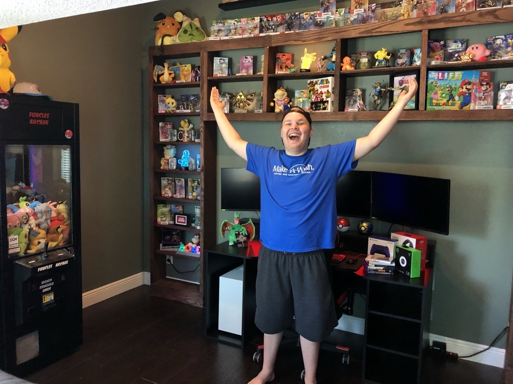 Wish Kid Cole in his new gaming room